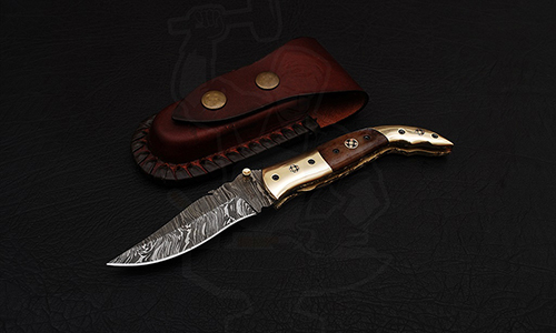Damascus Handmade Liner Lock Knife