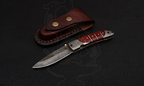 Damascus steel Handmade Liner Lock Knife