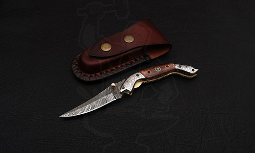 Damascus Handmade Liner Lock Knife