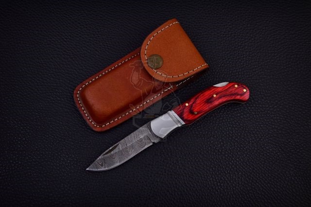 Damascus Steel Blade Pocket Knife