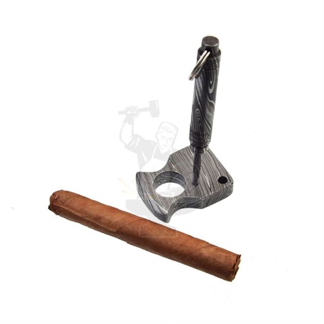 Damascus Cigar Stand/Rest/Knuckle/Pendant