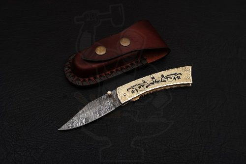 Damascus Handmade Liner Lock Knife