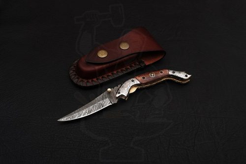 Damascus Handmade Liner Lock Knife