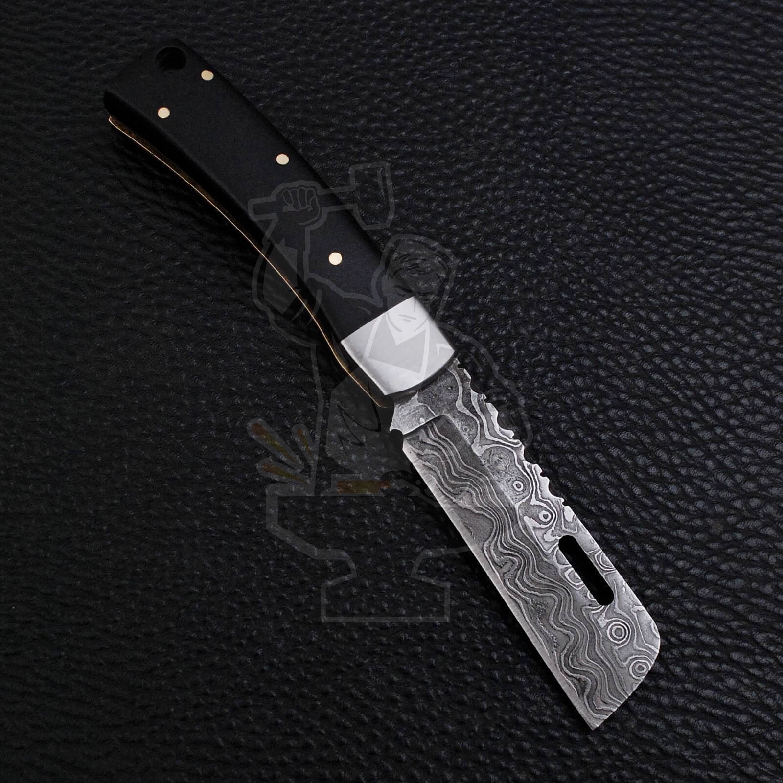 DAMASCUS SHEEPSFOOT FOLDING KNIFE