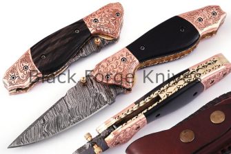 Damascus steel Handmade Liner Lock Knife