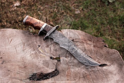 Damascus Sub-Hilt Bowie Knife - Image 2
