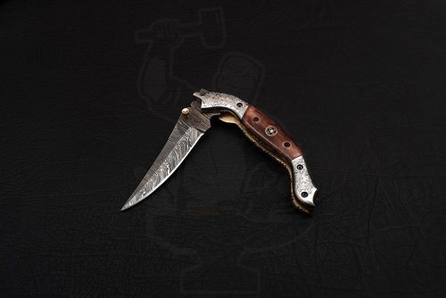 Damascus Handmade Liner Lock Knife - Image 4