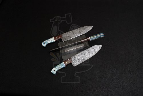 Damascus Chef Knife Set ( 3 Piece) - Image 3