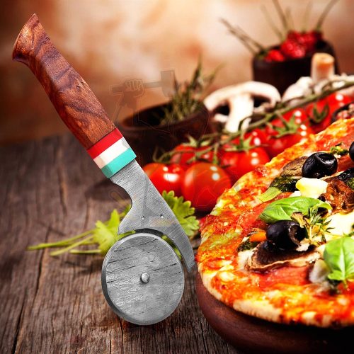 Damascus Steel Pizza Cutter - Image 2